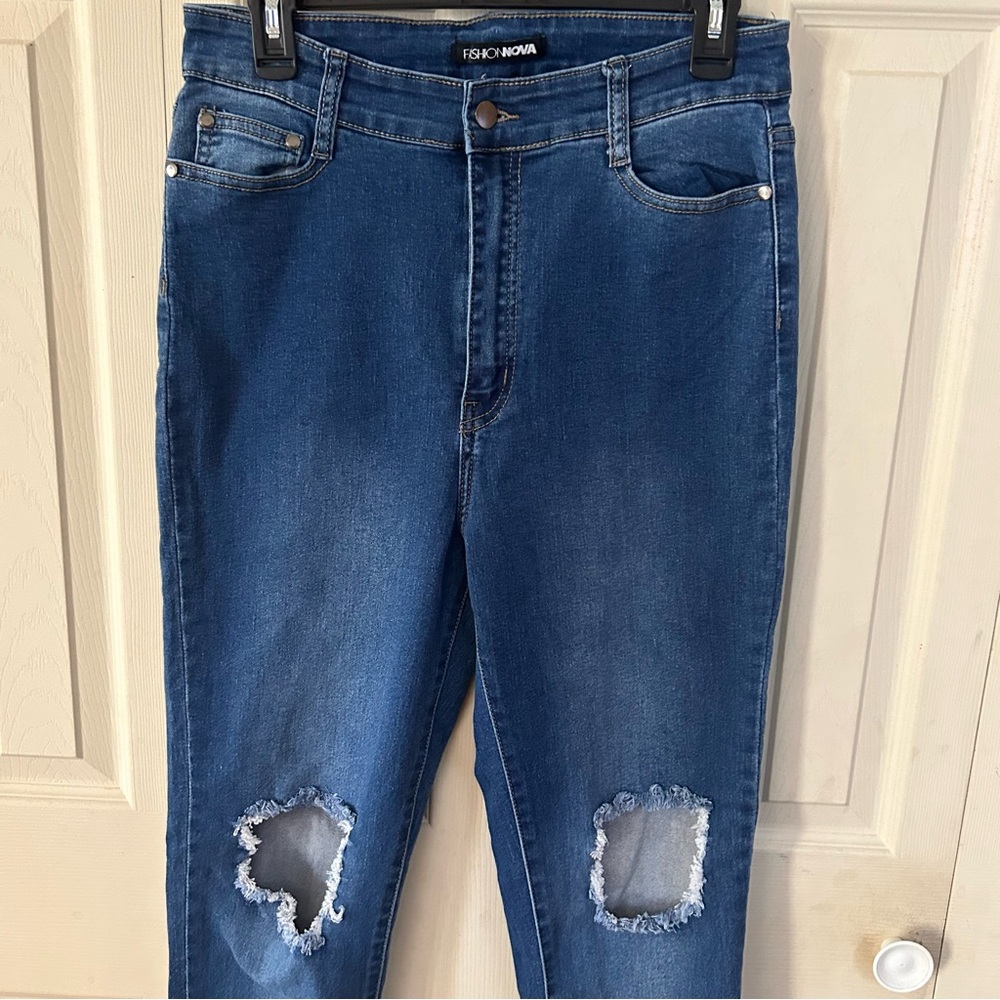 Fashion Nova Blue Skinny High-Waisted Jeans - Picture 2 of 5
